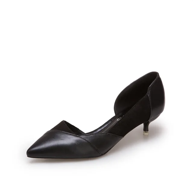 Женская обувь на высоком каблуке; коллекция года; сезон весна-осень; Новая женская обувь; тонкие туфли на шпильке с острым носком; профессиональная тонкая Рабочая обувь - Цвет: black-4.5cm