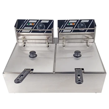 

Multifunctional 20L Electric Deep Fryer Double Tank Chicken Fish Commercial Frying Machine Smokeless Large Capacity Fat Fryer