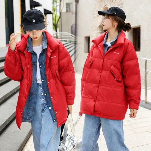 New Down Jacket Women's Stitching Jeans And Cotton Fake Two Fashion Jackets For Breadwear