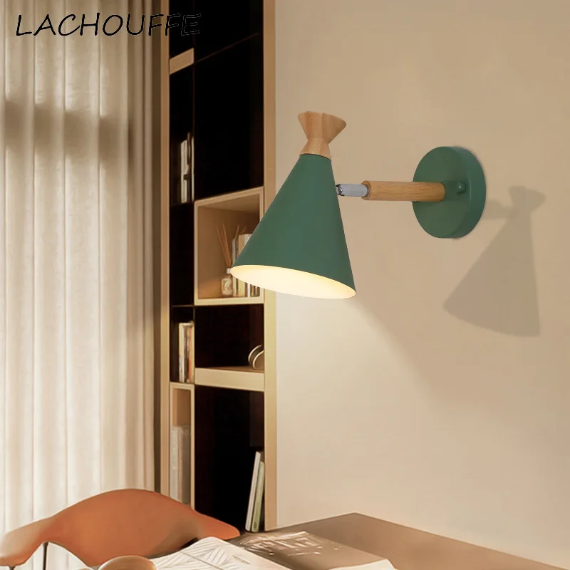 Металлический светодиодный настенный светильник в скандинавском стиле для спальни, кабинета, кухни, промышленного декора, современный простой Лофт, деревянные бра