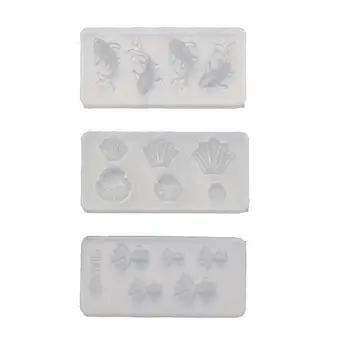 

3Pc Mini Size Goldfish Lotus Leaf Earrrings Water Dag DIY Resin Jewelry Mold Kit