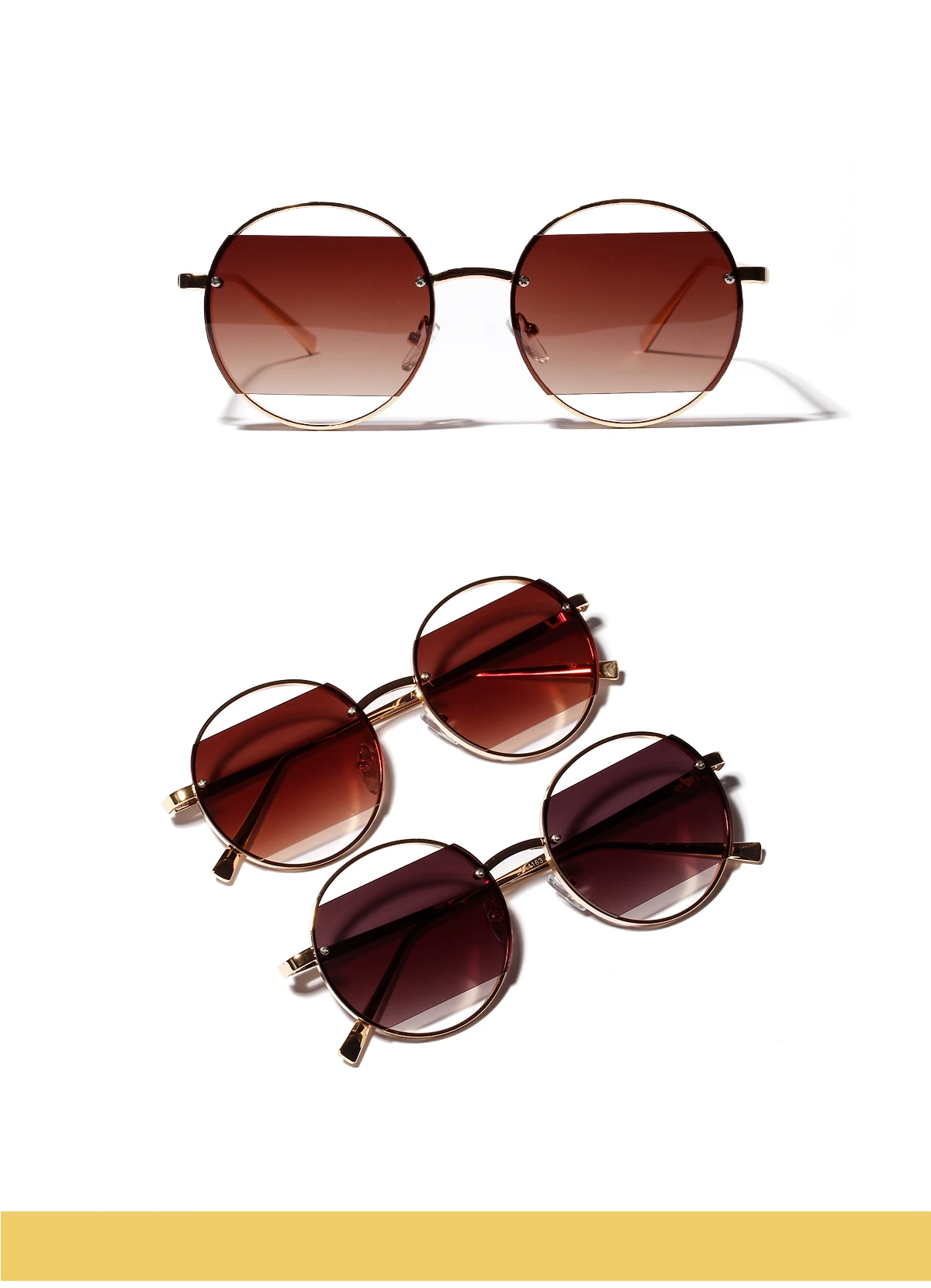 unique sunglasses Stylish round gradient color hollow lenses Ladies fashion sunglasses