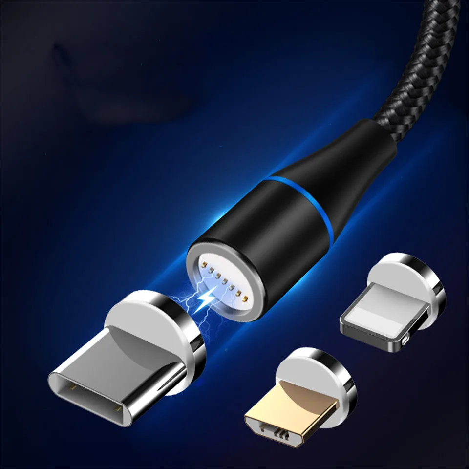 

Tedgem New round head magnetic data cable charging synchronous data lighting cable for Apple Android TYPE-C Line + three heads