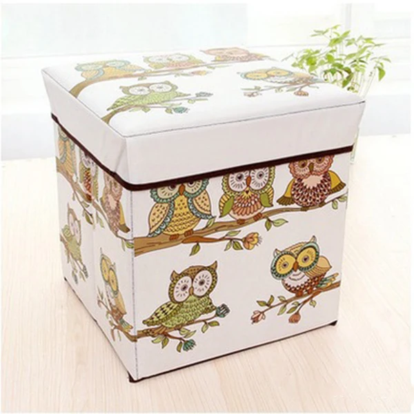 owl Многофункциональный складной табурет винтажный Печатный ящик для хранения для домашнего офиса 2019ing - Цвет: owl