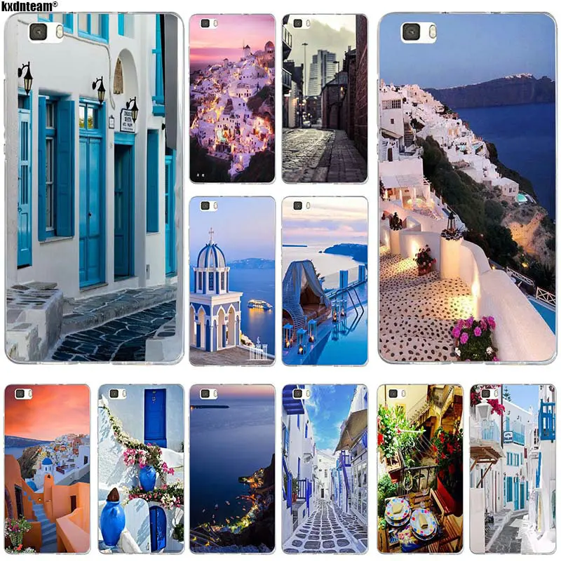 Soft Silicon for Huawei P8 P9 P10 P20 Lite Mate 10 Pro Y5 Y6 II Y7 Honor 6X 7X 9 Phone Case Beautiful Oia Santorini Greece | Мобильные