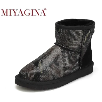 

MIYAGINA 2020 Top Fashion Genuine Sheepskin Leather Ankle Boots 100% Natural Fur Warm Winter Boots Non-Slip Snow Boots for Women