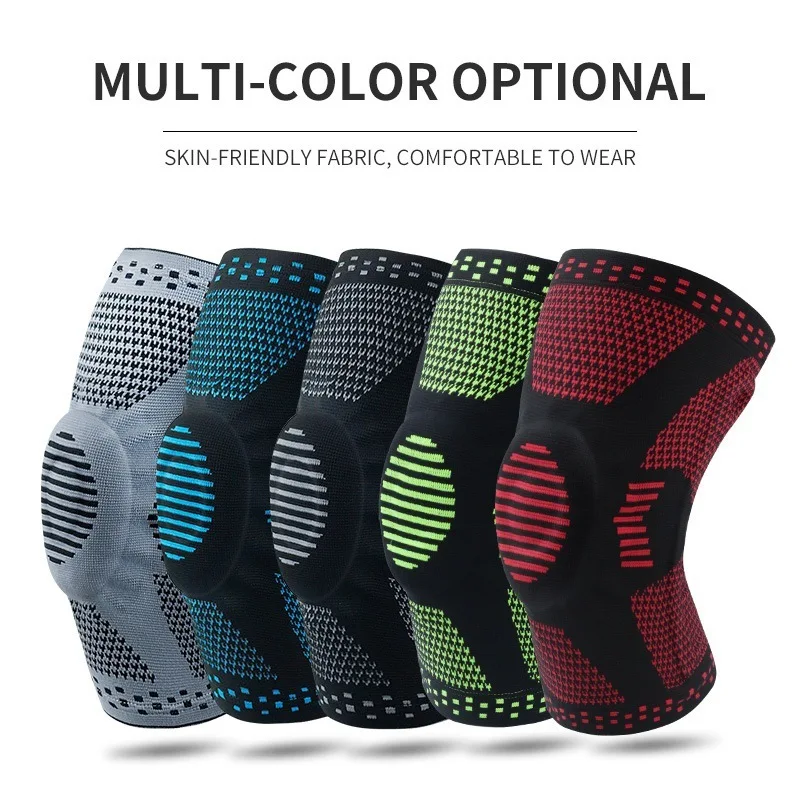 

Sports Knee Pads Patella Protector Brace Silicone Cycling Spring Knee Basketball Running Compression Sleeve Support Kneepads