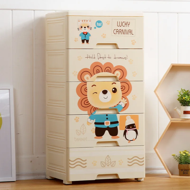 

Large Size Thick Cartoon Drawer-type Storage Cabinets Plastic Baby Wardrobe Infant Cabinet Finishing CHILDREN'S Toy Storage Box