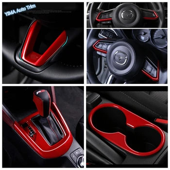 

Lapetus Red Interior Refit For Mazda 2 Demio 2015 - 2019 Steering Wheel Paddles / Transmission Shift Gear Panel Cover Kit Trim