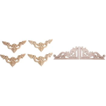 

4Pcs Wood Carved Corner Onlay Furniture Decorations & 2Pcs Left+Right Wooden Carved Corner Onlay Furniture Wall Decor