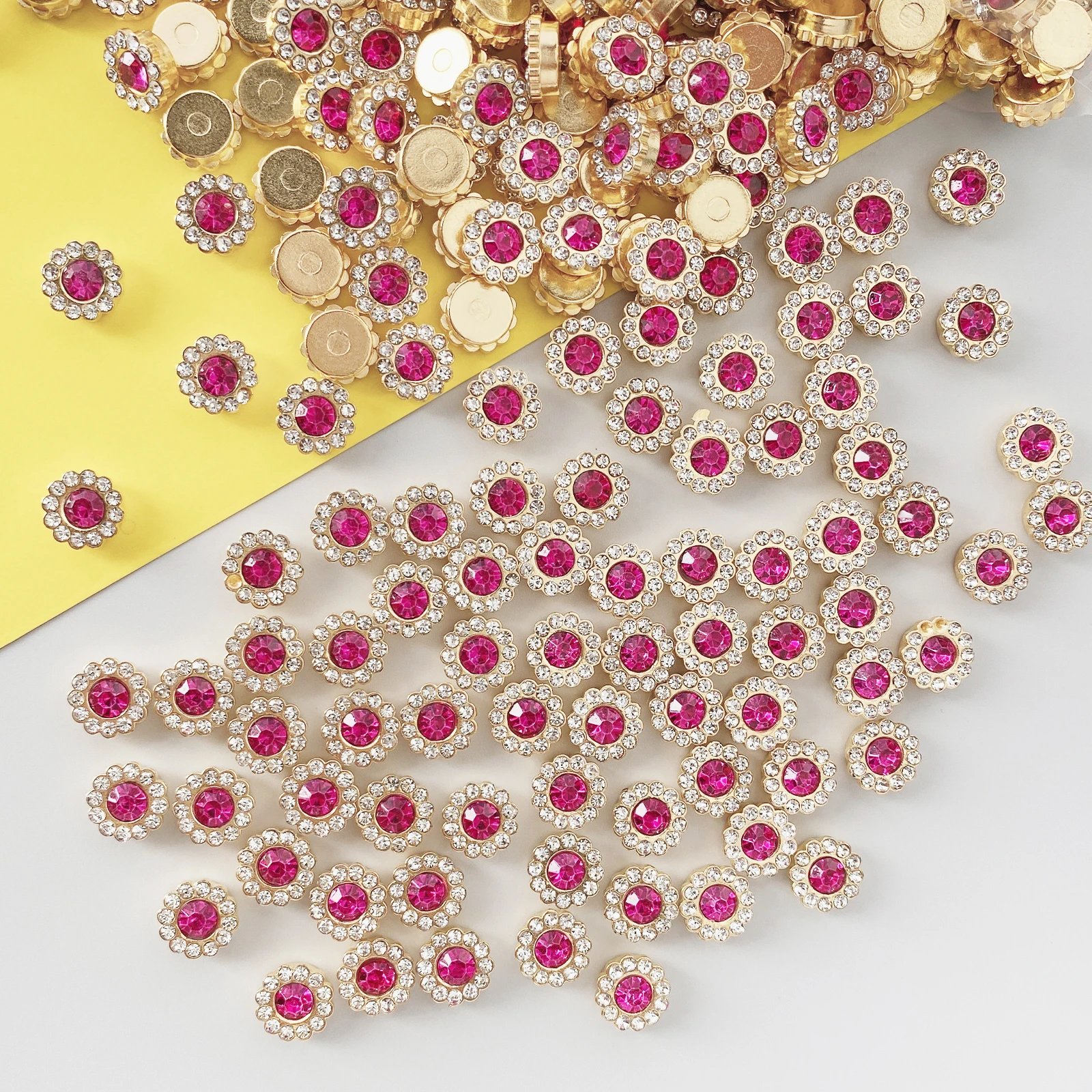 Multicolor Crystal Flower Rhinestone Buttons for DIY Garment