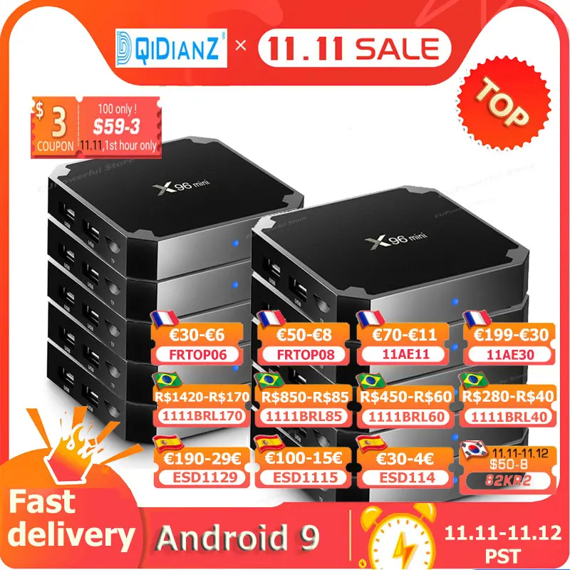 ТВ-приставка X96 S905W Android 9 0 4K 1080P Full HD 64 бит 10 шт. | Электроника
