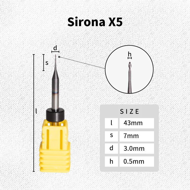 3 шт. Sirona X5 фрезерные боры с твердосплавным покрытием стоматологические для