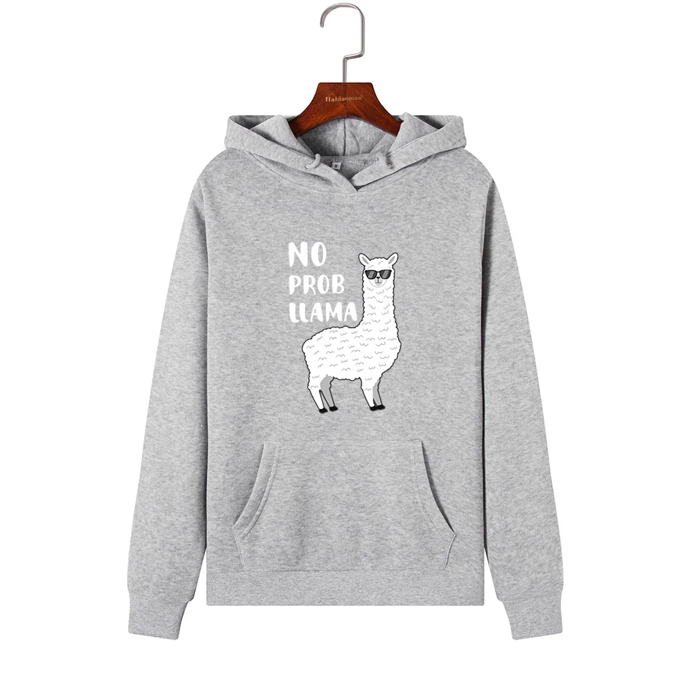 Women Hoodies Sweatshirts Hooded Sweatshirt Funny Animal Llama Print Autumn Winter Pullover Female