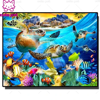 

DIY Diamond Painting 5D Animal Sea Turtle Full Drill Diamond Embroidery Landscape Mosaic Handmade Holiday gift Home Decor Art