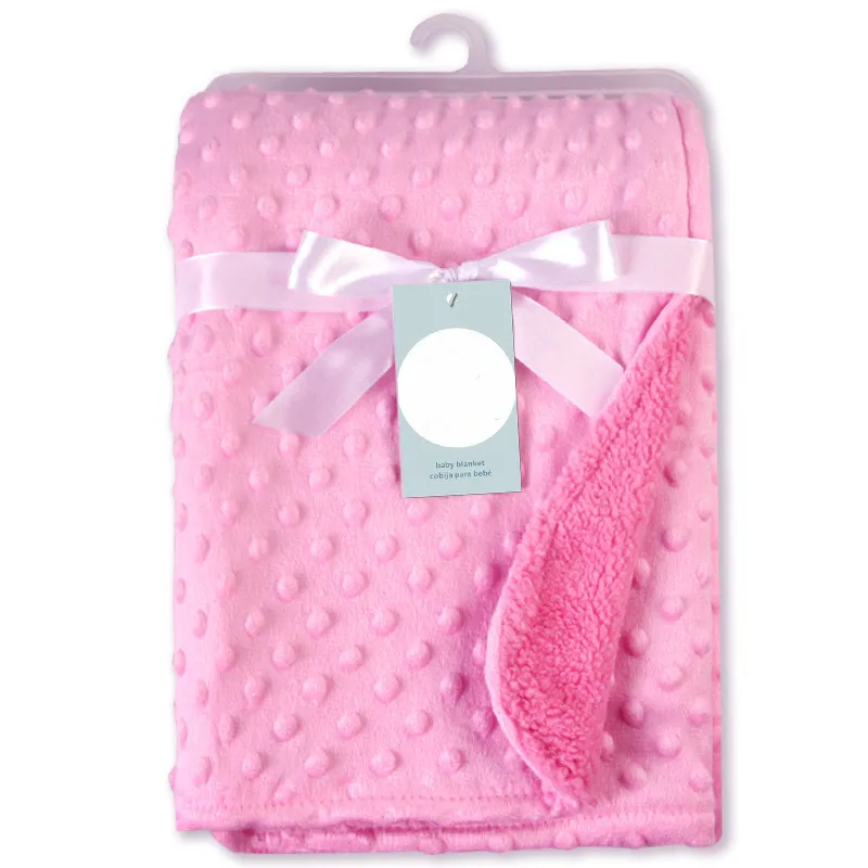 Супер мягкое одеяло с двухслойной точечной подложкой, однотонное одеяло для новорожденных мальчиков и девочек 76X102 см