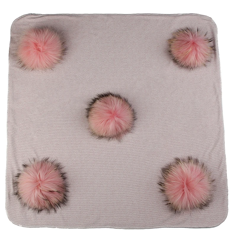 light pink lightpink Geebro для новорожденных детей, милое детское одеяльце для сна с натуральным мехом, помпоном, хлопковое мягкое теплое детское постельное белье для путешествий - Цвет: light pink lightpink