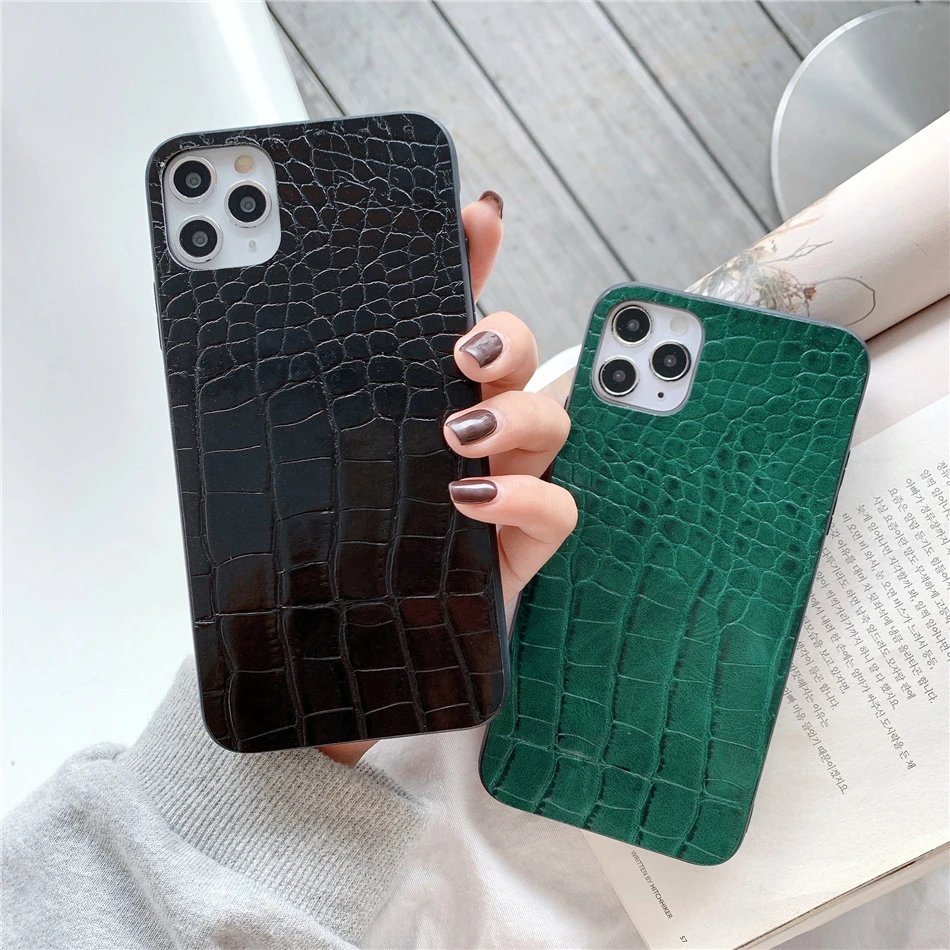 Retro Vintage Crocodile Pattern Texture PU Leather Phone Case For iPhone 13 12 11 Pro XS MAX XR X 6s 7 8 Plus SE 2020 Back Cover | Мобильные