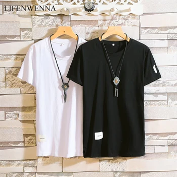 

M-5XL Men's T Shirt Summer New Arrival Solid Round Neck Short Sleeve T Shirt Mens Clothes Trend Casual Plus Size Cotton Top Tees