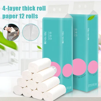 

12 Roll Soft 4-Ply Toilet Paper Roll Bath Bathroom Tissue Coreless White Paper Towels New SN-Hot