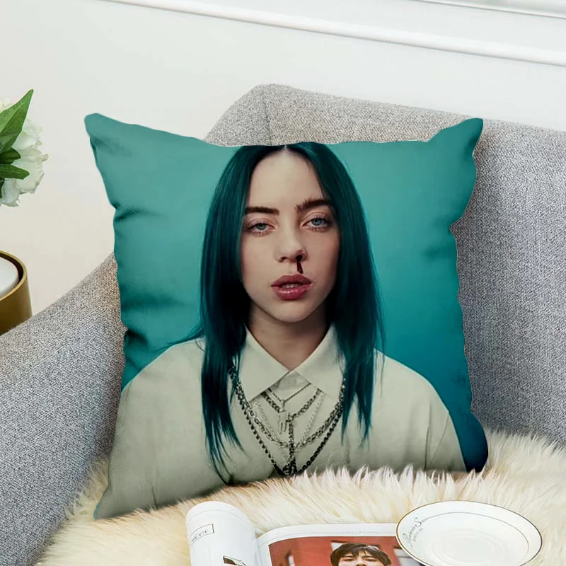 billie eilish Pillow Case Polyester Decorative Pillowcases Throw Pillow Cover style-8