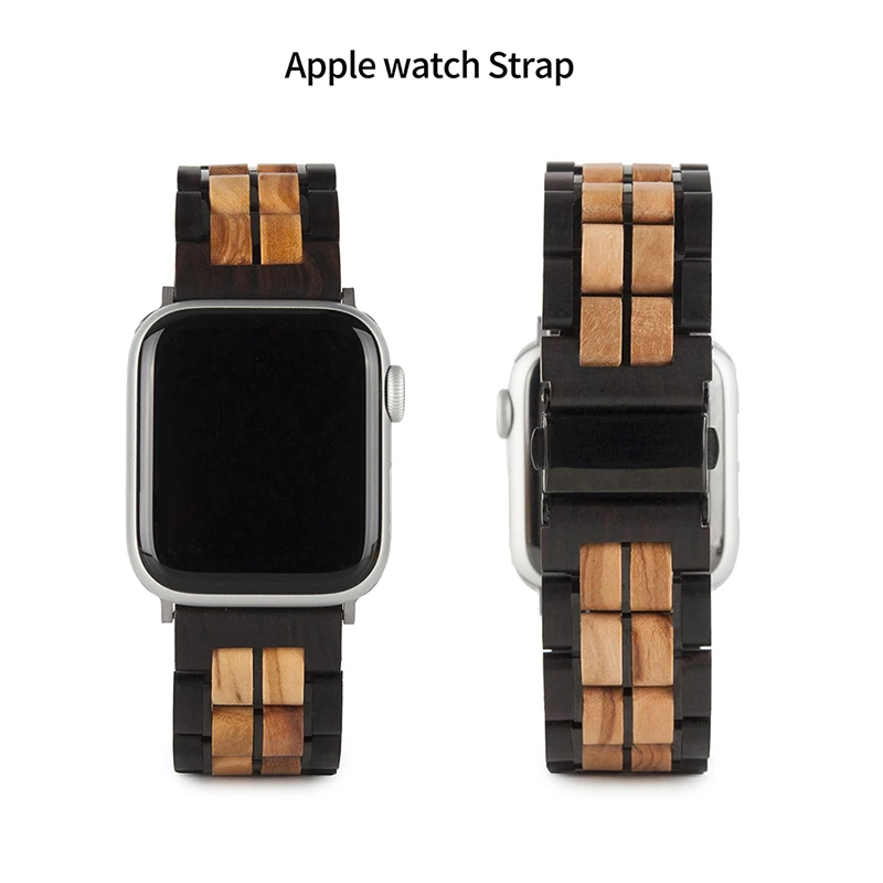 

Сменный деревянный ремешок для часов Apple Watch 4 Band Series 1/2/3/4, браслет из нержавеющей стали
