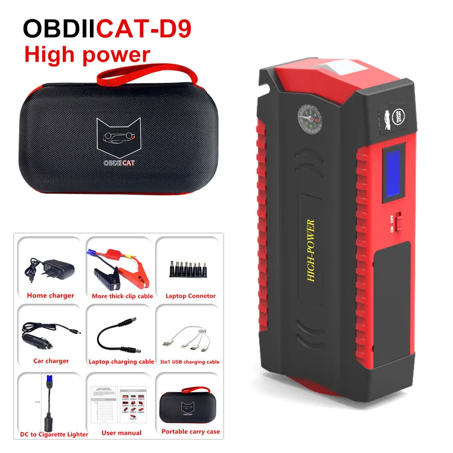 

Автомобильное пусковое устройство OBDIICAT D8 Peak 600A, высокая эффективность, большая емкость, может заряжать больше цифровых устройств