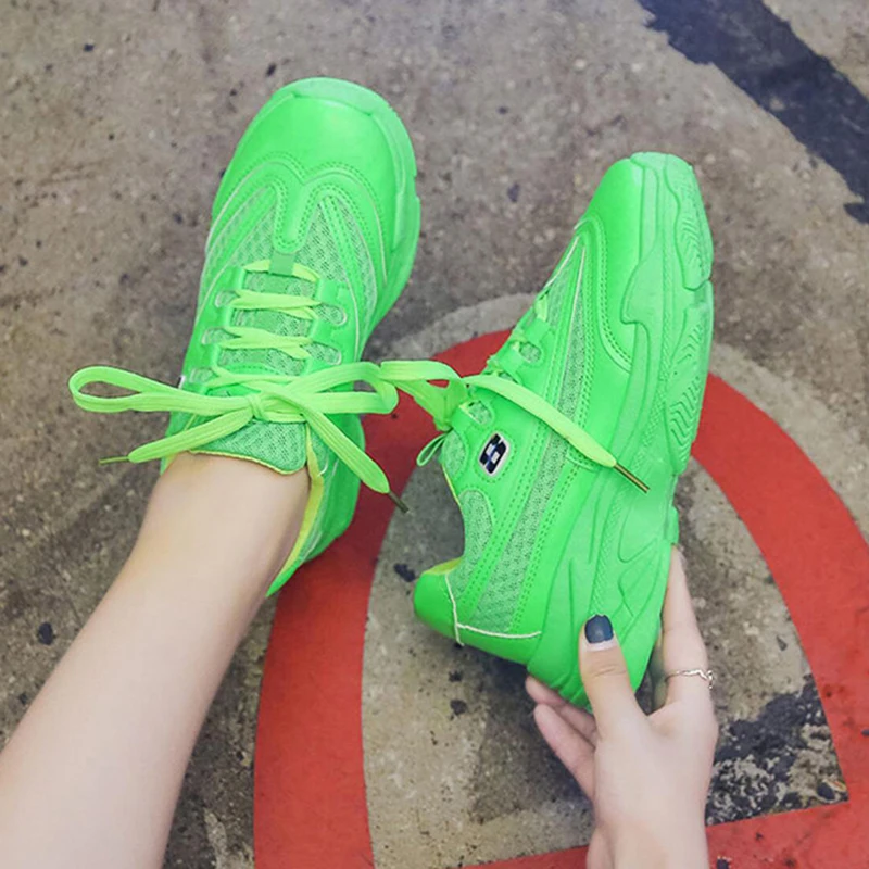 neon sports shoes