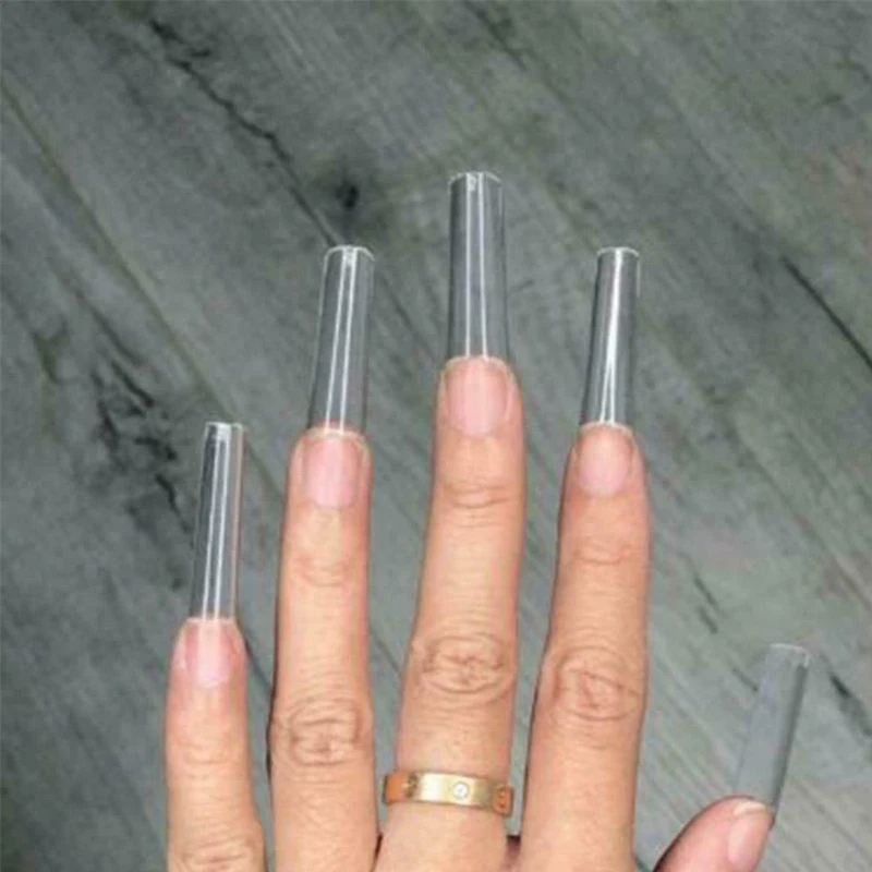 curva em linha reta comprimento falso unhas