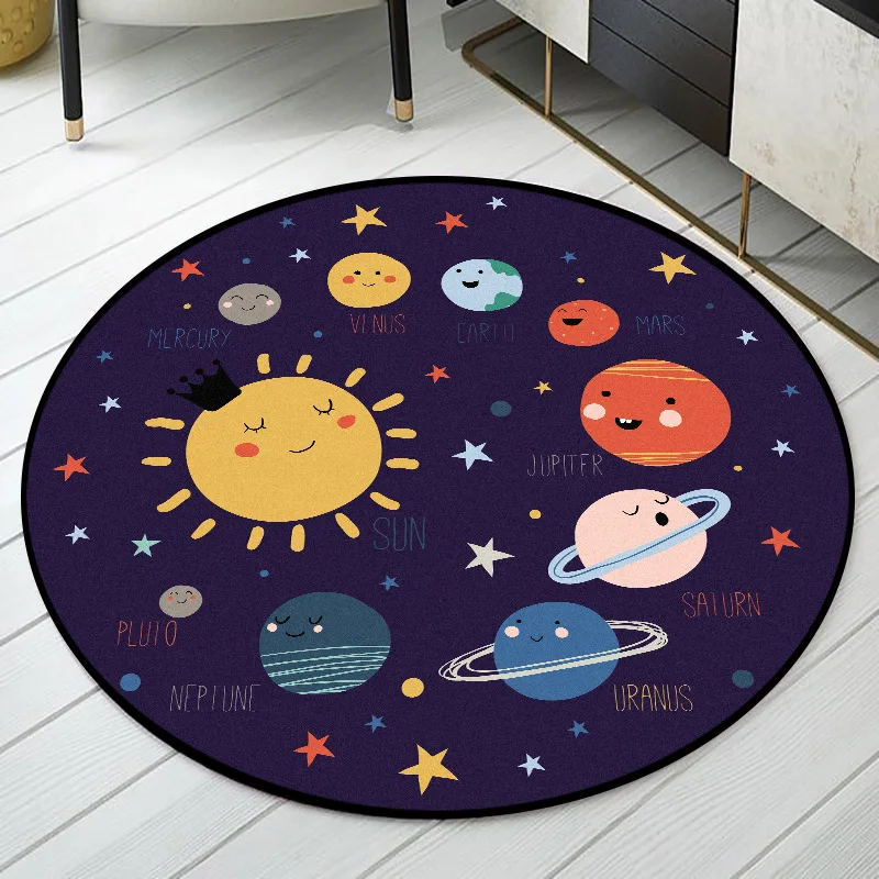Cartoon Space Planet Spacecraft kids round rug for children home Living Room Bedroom Chair Non-slip Round Land Pad Carpet Cartoon Space Planet Spacecraft kids round rug for children home Living Room Bedroom Chair Non-slip Round Land Pad Carpet