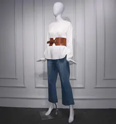 Белый Текстурированный свободный круглый вырез с длинными рукавами Корейский пояс миди-длина Топ 2019 пуловеры свитшоты для женщин