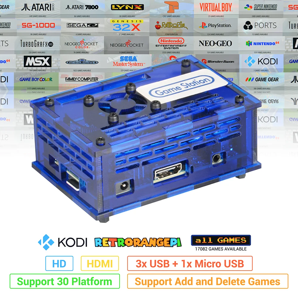 128GB RETRORANGEPI игровая станция KODI настольный мини ПК HDMI w/17000+ игры ретро пирог система KODI аркадная полный комплект