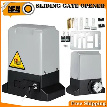 

750W 2000kg Electric Sliding Gate Opener AC Motor Automatic Gate Sliding Wireless Remote Control kit w/4×4m Rack & 2 Remotes,US