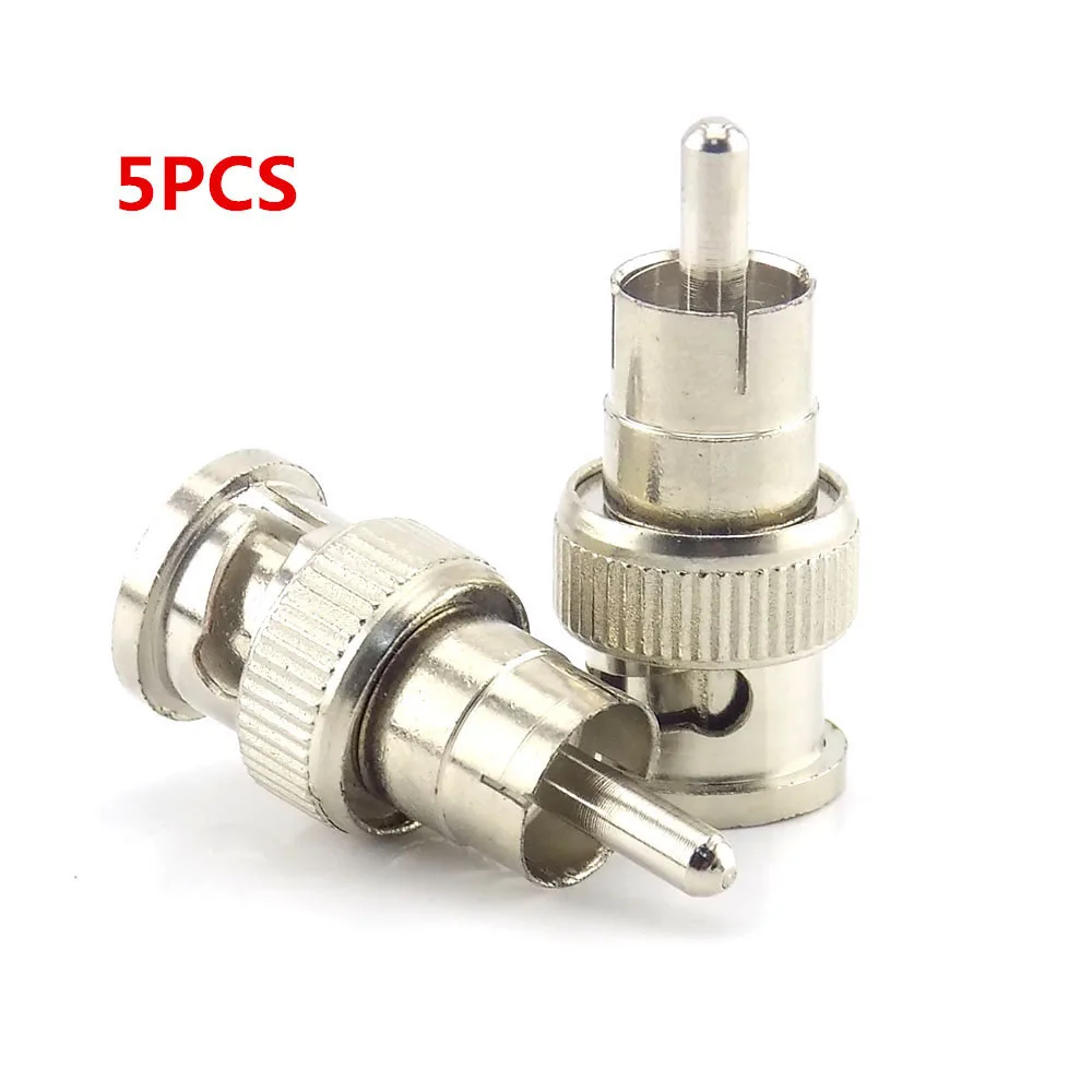 

5pcs BNC Male to RCA male Adapter connector plug for CCTV Surveillance ip Camera video balun poe splitter Security System E14