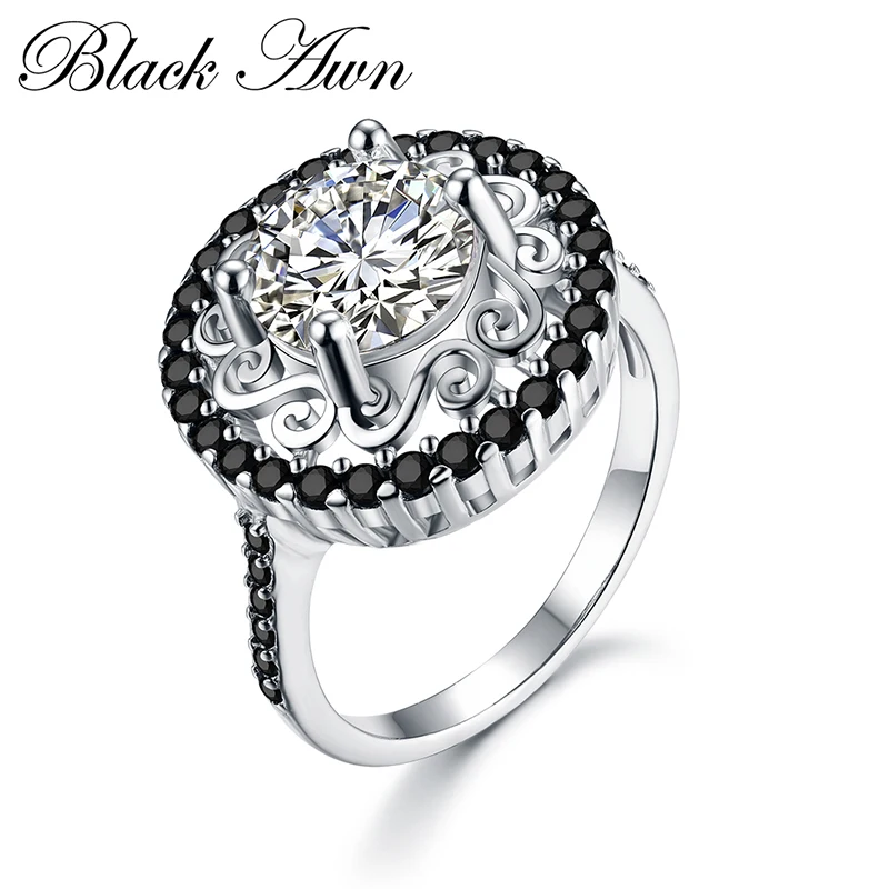 [BLACK AWN] Silver Color Fashion Jewelry Engagement Rings for Women Flower Wedding Ring CR046