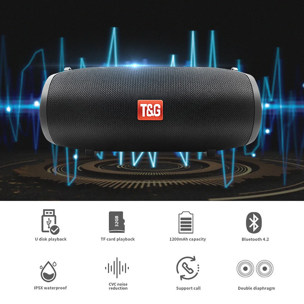 

Bluetooth Speaker 40W High Power Portable Column Speaker dual diaphragm stereo subwoofer portable USB TF FM soundbo