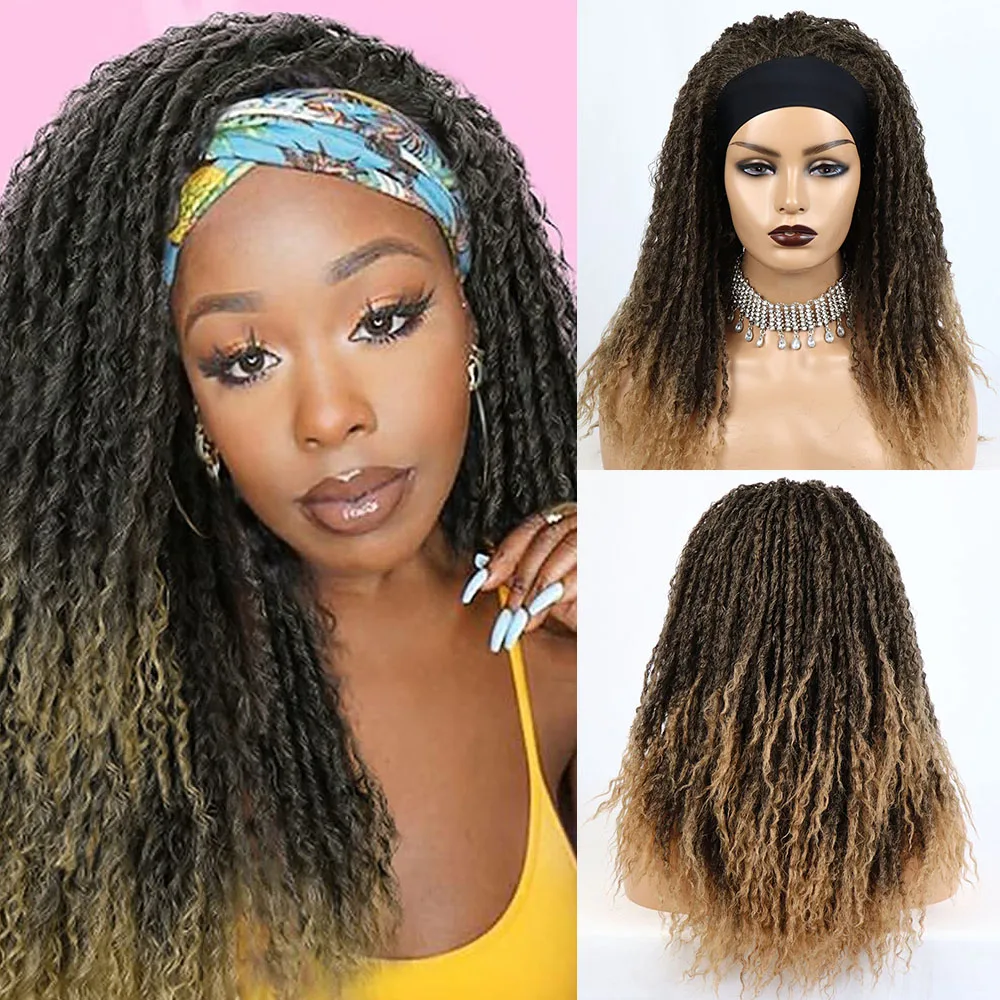 Ombre Blonde Headband Wigs Braiding Passion Twist Dreadlocks Hair 1b/27 Wig Afro Kinky Curly