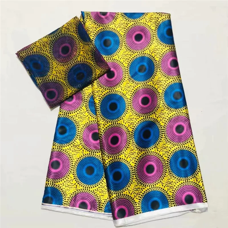 

High quality digital printed wax design african satin fabric ribbon silk pattern satin silk wax fabric for party dres XM072509