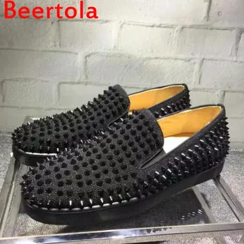 

Beertola Men's Casual Shoes Designers Bling Rivet Spikes Zapatos De Hombre 2019 Three Style Fashion Men Flat Shoes Big Size