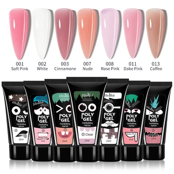 

ROHWXY 15ML Poly UV Gel Builder For Nail Art Manicure Nail Gel Semi Permanent Top Coat Poly Polish Gel Varnise Nail Extend