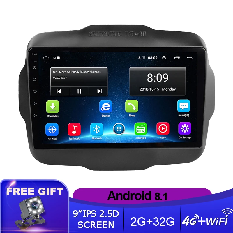Автомобильный радиоприемник 9 дюймов IPS Android Центральный Мультимедиа для Jeep Renegade
