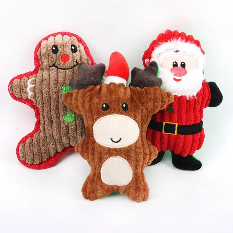 Собака Chritmas игрушки с пищалкой звук жевания игрушка для щенка собаки кошки рождественские плюшевые игрушки Чихуахуа Тедди