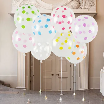 

10Pcs 12inch Transparent Wave Dot Balloon Birthday Supply Color Polka Dot Balloon for Kids Birthday Wedding Party Globo Decor