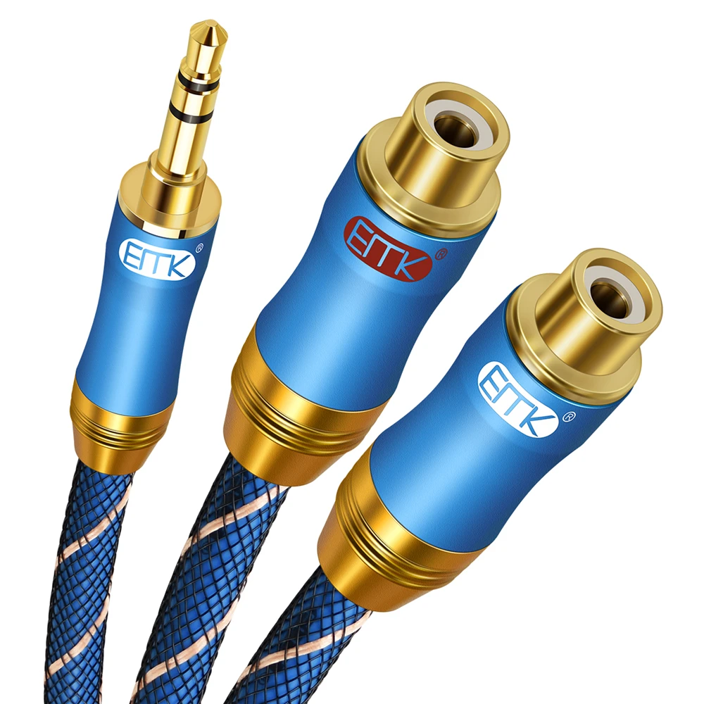 EMK 3 5 мм к 2RCA стерео аудио кабель 1/8 &quotTRS штекер двойному гнезду адаптер