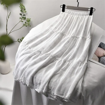 

2020 Summer High Qualty Pink Skirt Women Stretch High Waist Women Boho White Long Skirt With Lining Faldas Jupe Femme Saia K533