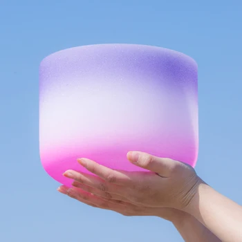 

440HZ 8" B Crown Purple Pink Chakra Quartz Crystal Singing Bowl