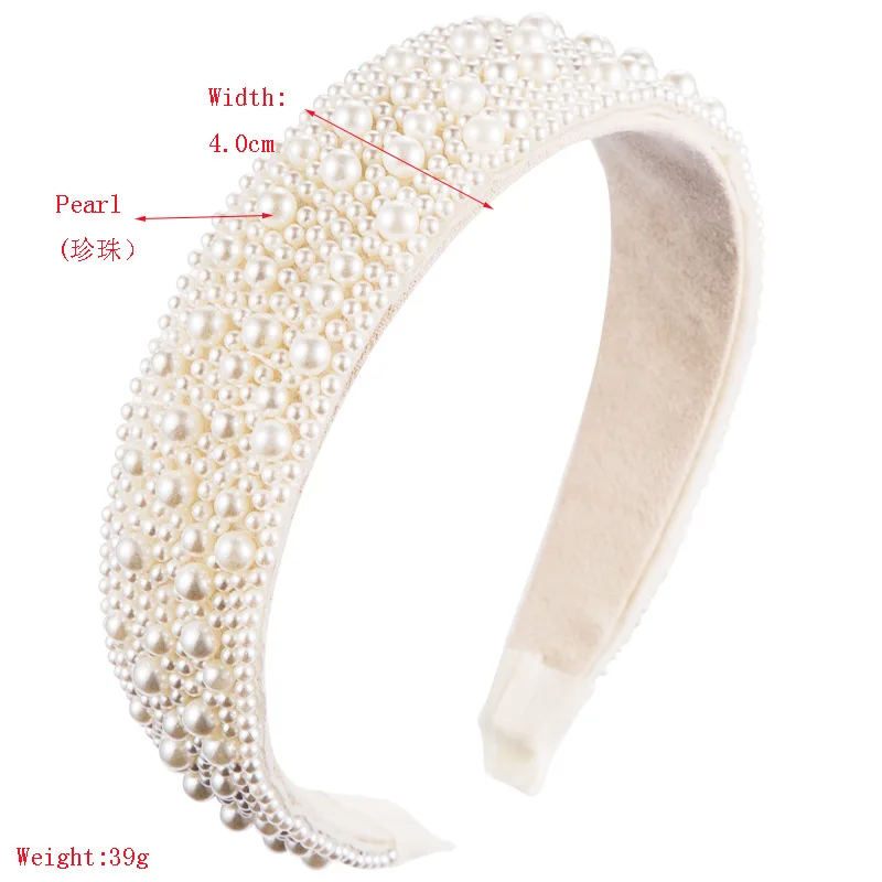 New Za Headband Handmade Simulated Pearl Beaded Wide Women Headwear Accessories Wedding Bridal Jewelry Wholesale