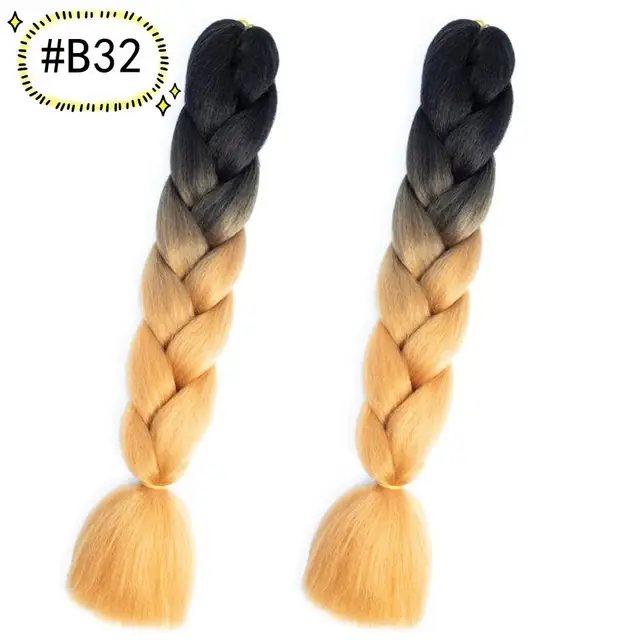 Jumbo Braiding Hair Extensions Kanekalon Braiding Hair 24 Inch Ombre Multiple Tone Colored Synthetic Hair for Women B32