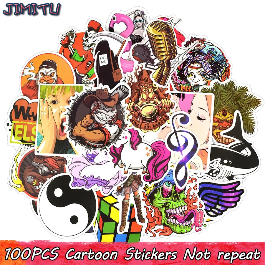 100 PCS Anime Sticker Pack Horror Rock Waterproof Graffiti Movie Decals DIY Luggage Motorcycle Laptop Skateboard Phones | Игрушки и