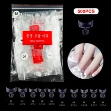 

500Pcs French Clear Fake Nails Tips Non-Marking Professional Crescent Shape False Nail Equipment Art Salon UV Glue Manicure Tool
